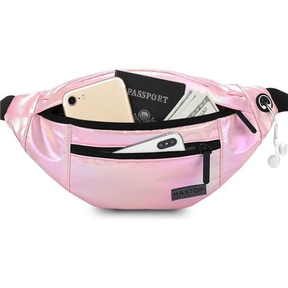 Large Crossbody Fanny Pack with 4-Zipper Pockets Gym Sports Festival Workout - Picture 1 of 6